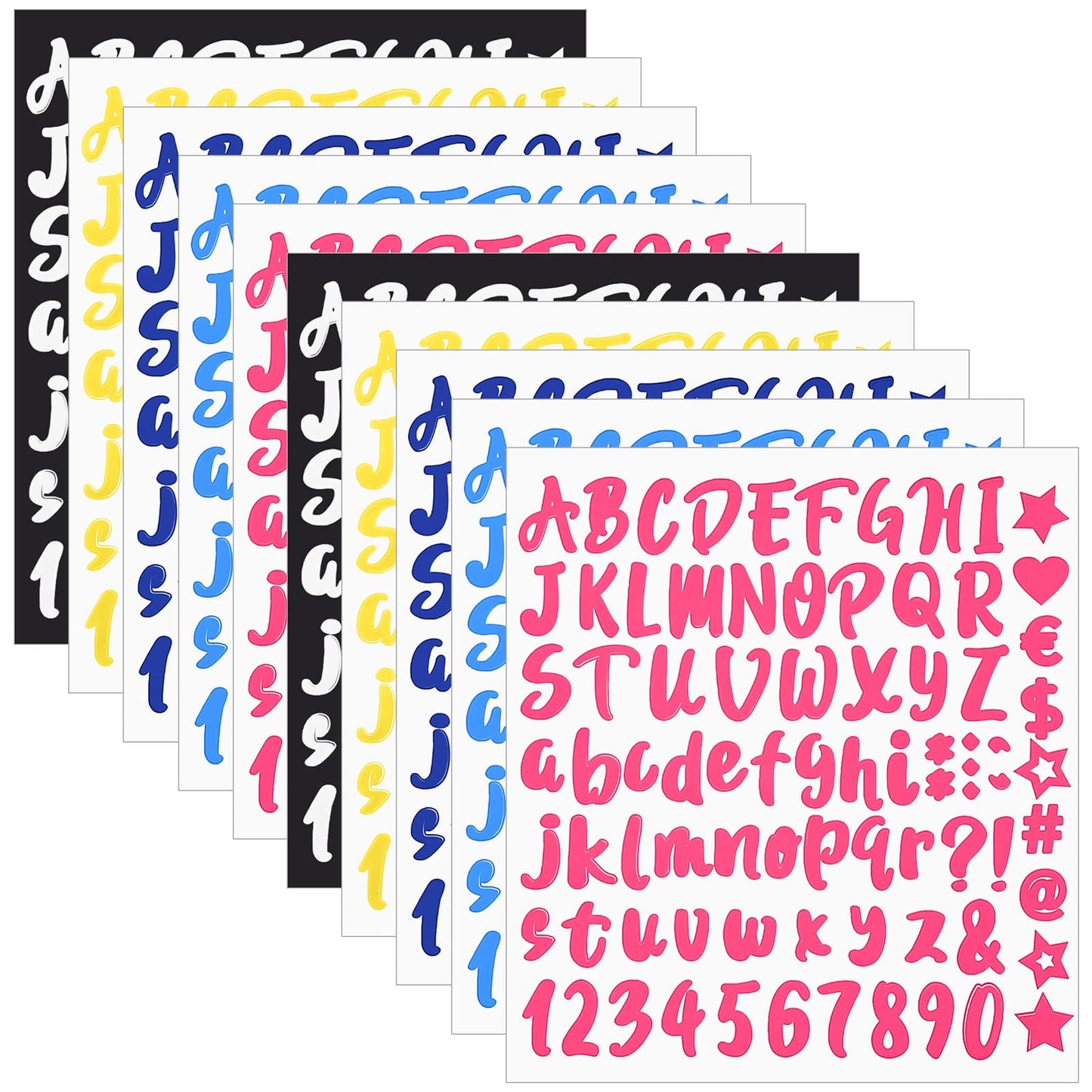 10 Sheets Sticky Letters Adhesive Letters Stickers Self-Adhesive Letters Self-Adhesive Vinyl Letters Numbers Kit Adhesive Letters Weatherproof Self-Adhesive Letters Numbers Stickers for Bottle