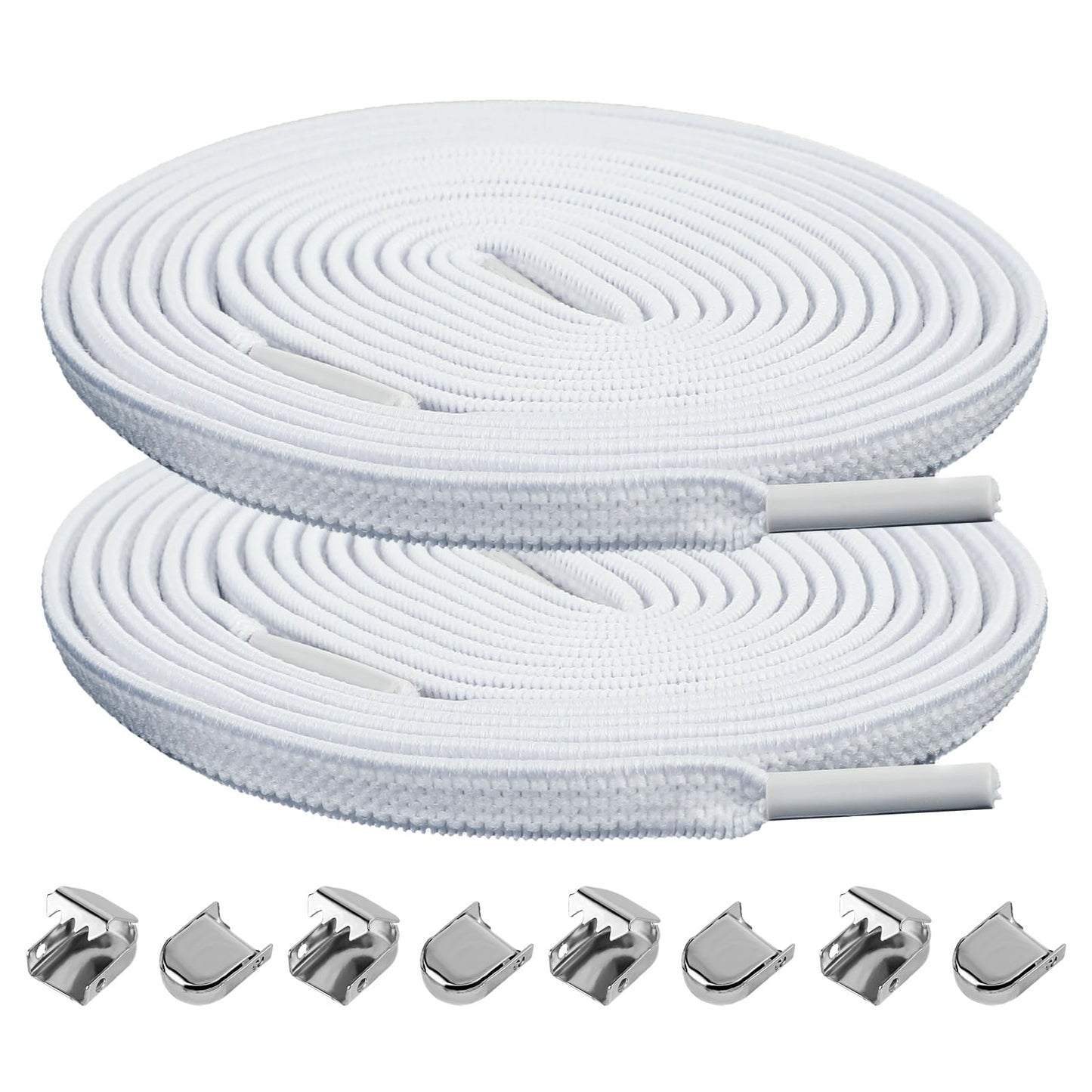 Ouligay 2 Pairs Elastic Shoe Laces for Trainers No Tie Shoe laces with Metal Buckes Tieless Flat Shoelaces for Kids Adults Sneakers Running Shoes