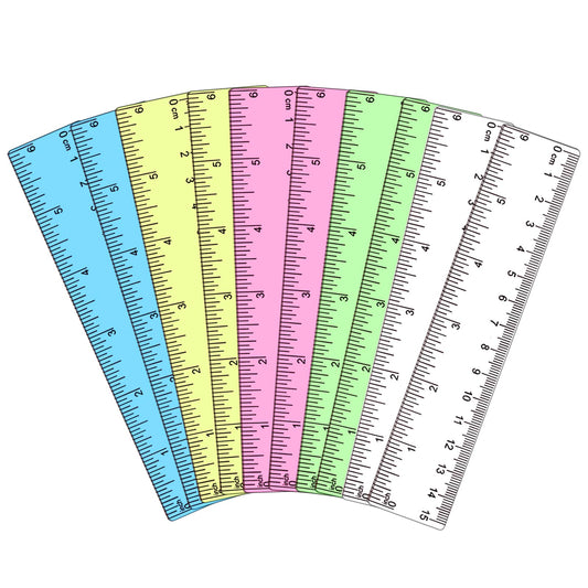 10 PCS Ruler 15cm Color Clear Ruler for Kids, 6inch Small Plastic Straight Ruler with Centimeters and Inches, Shatterproof Flexible Rulers Bulk for Classroom Supplies,School, Home, Or Office