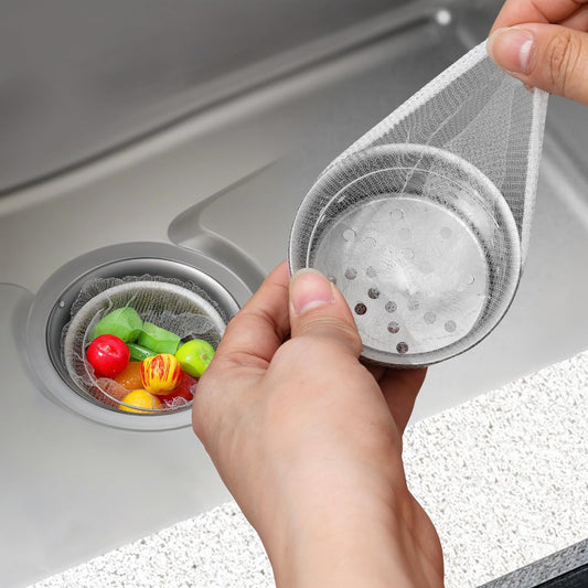 200PCS Sink Strainer Net Bag Disposable Sink Strainer Bags Sink Strainer Mesh Bag Kitchen Sink Filter Net Anti Clogging Elastic Kitchen Sink Strainer Mesh Trash Bag for Most Sizes Sink Strainer(White)