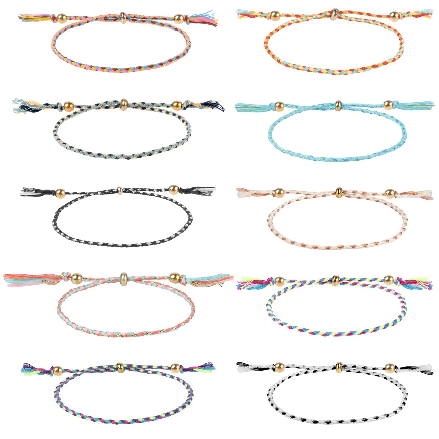 10PCS String Bracelets Woven Friendship Bracelets, Handmade Braided Friendship Bracelet Colorful Adjustable String Bracelet Braided Friendship Bracelets For Women Girls Birthday Gifts Party Favors
