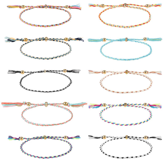 10PCS String Bracelets Woven Friendship Bracelets, Handmade Braided Friendship Bracelet Colorful Adjustable String Bracelet Braided Friendship Bracelets For Women Girls Birthday Gifts Party Favors
