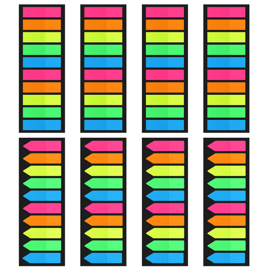 1600 PCS Sticky Tabs Transparent Colored Arrow Flag Note Tabs Writable and Repositionable Self Adhesive Index Tabs Stickers for Notebook, Documents, Books (2 Design,10 Colors)
