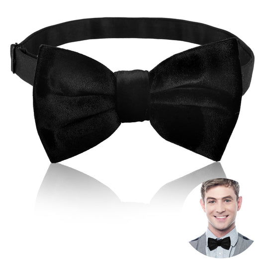 Tyqour Velvet Mens Bow Tie, Adjustable Pre Tied Bow Ties for Men, Mens Black Bow Tie, Black Bow Tie for Boys for Shirts Vests Tuxedos Suits Party Graduation Gifts