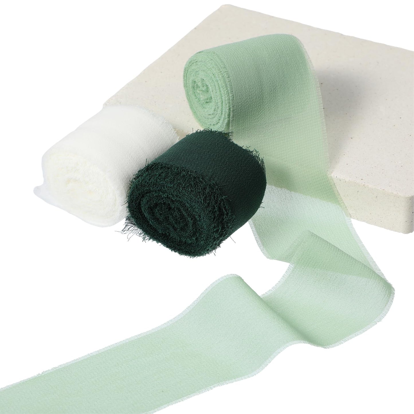 6 Rolls Rustic Cotton Ribbon 1.5" X 32.4Yards Frayed Fringe Fabric Ribbons