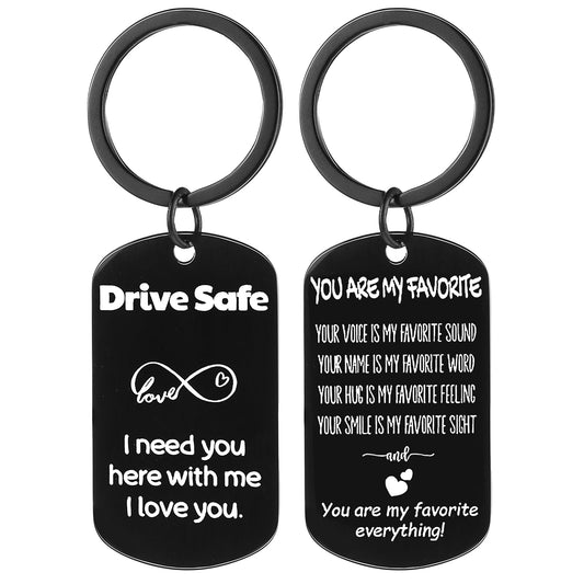 Ymapinc Keychain Anniversary, Valentines Day Gifts For Him, Men, Man - You Are My Favorite & Drive Safe Keychain - I Love You Gift Husband Birthday Romantic Gifts for Him
