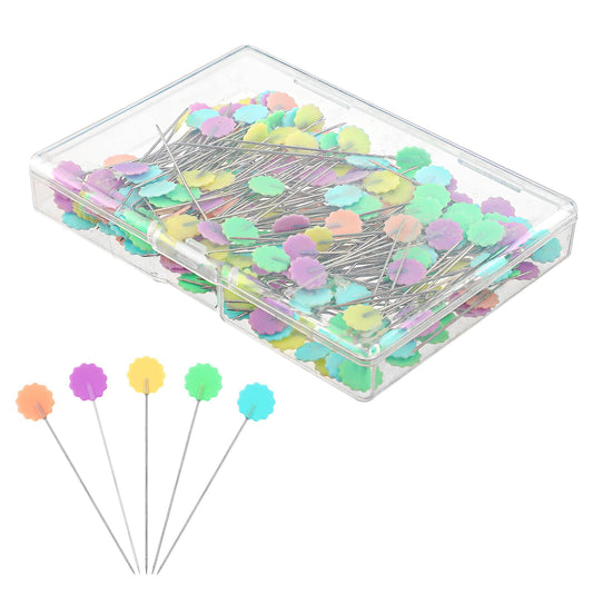 200PCS Sewing Pins, Boutonniere Pins, Straight Pin Sewing, Colorful Flat Straight Plum Blossom Needles, Flower Pin for Clothes, Flower Bouquet Accessories (Light blue/Light green/Yellow/Purple/Pink)