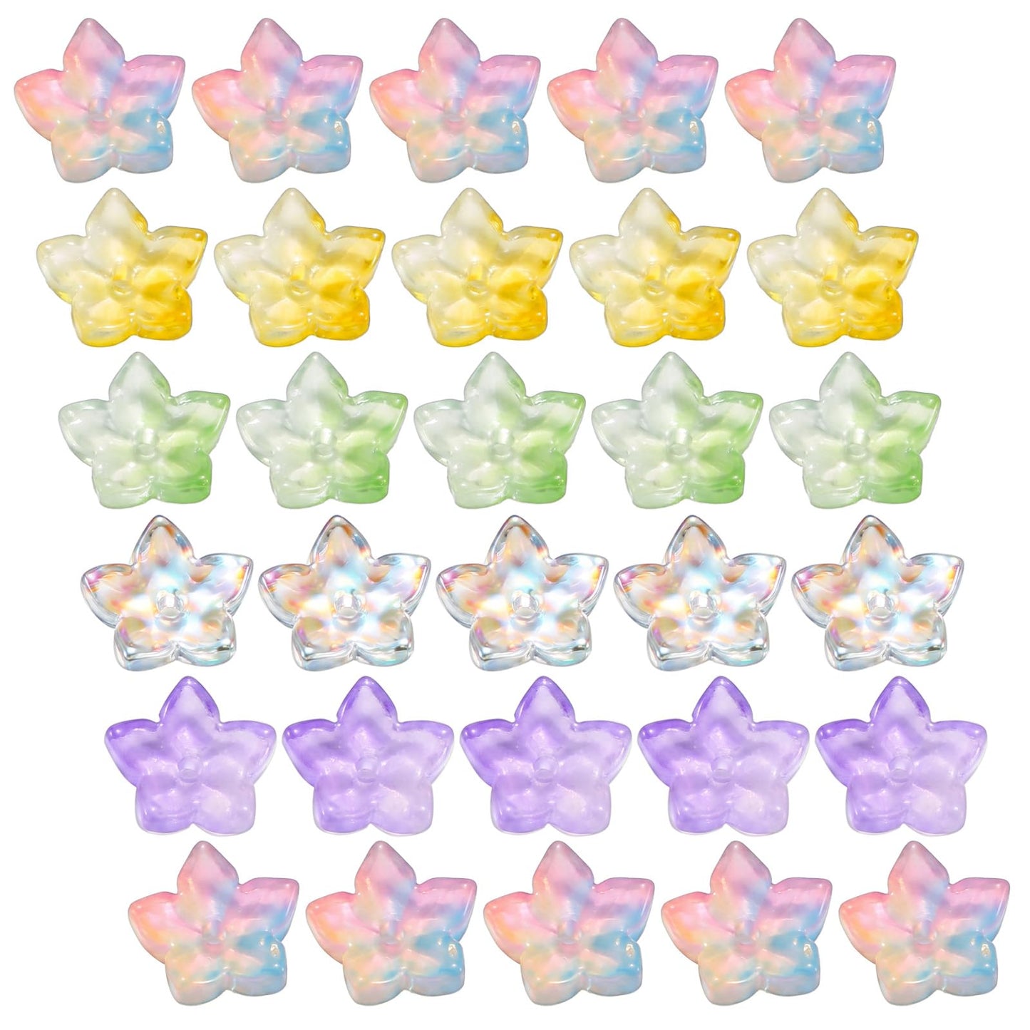 Matwsec 100 PCS Glass Flower Beads Bulk Flower Beads for Jewelry Making