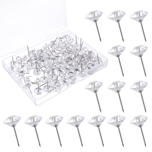 100 Pcs Clear Thumb Tacks for Wall 0.43x0.74 inches Clear Thumb Tacks for Ceiling Hanging Decorative Thumb Tacks for Wall Hangings Clear Push Pins for Cork Board Posters Office Photo Maps School