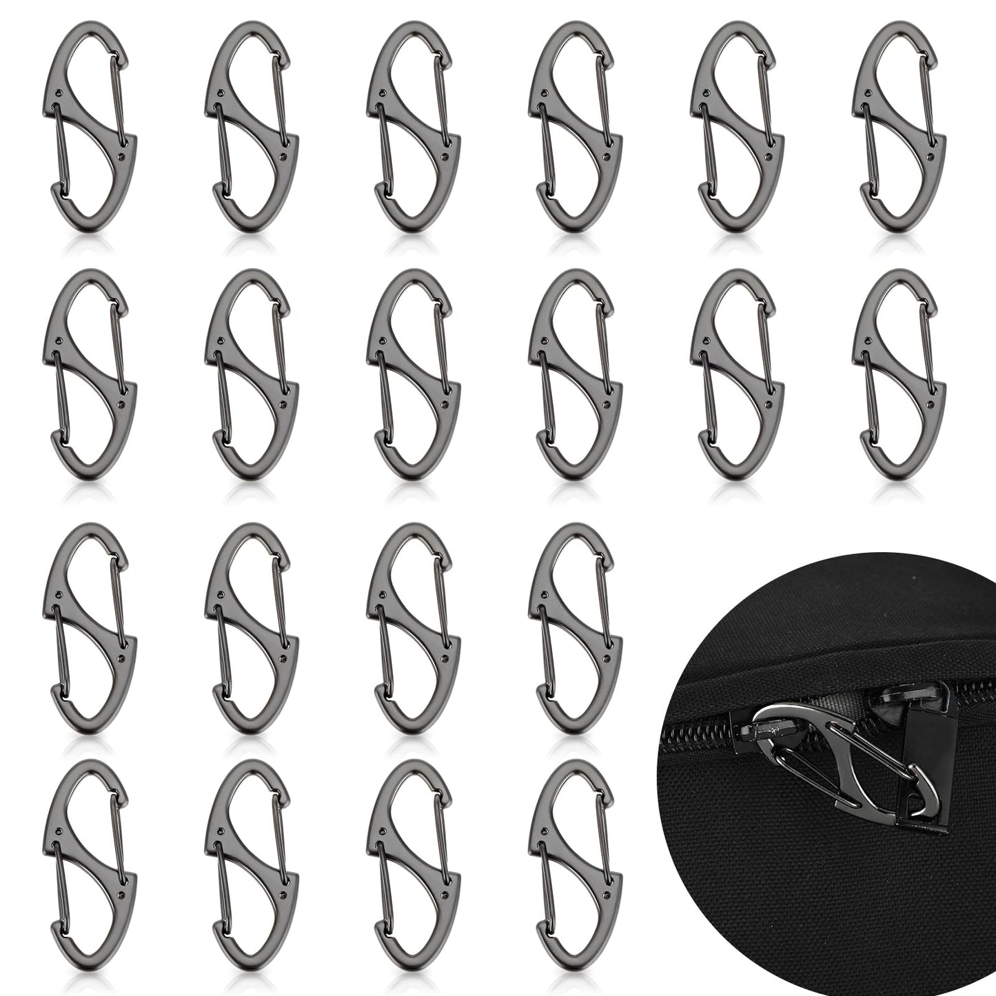 Ouligay 20Pcs Zipper Clips Anti Theft, Zipper Locks for Backpacks, Zipper Lock Clips Theft Deterrent, Mini S Carabiner Clips, Zipper Pulls Replacement for Travel Outdoor Camping