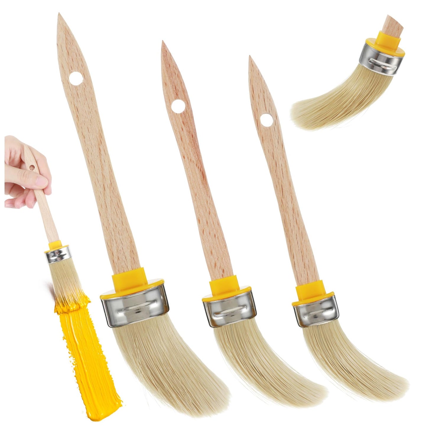 3 Packs Trim Paint Brushes, Paint Brushes for Walls, Touch up Brush, Small Painting Brush for House Wall Edges, Detail Areas Small Repairs Art, Sash, Baseboards and Corners