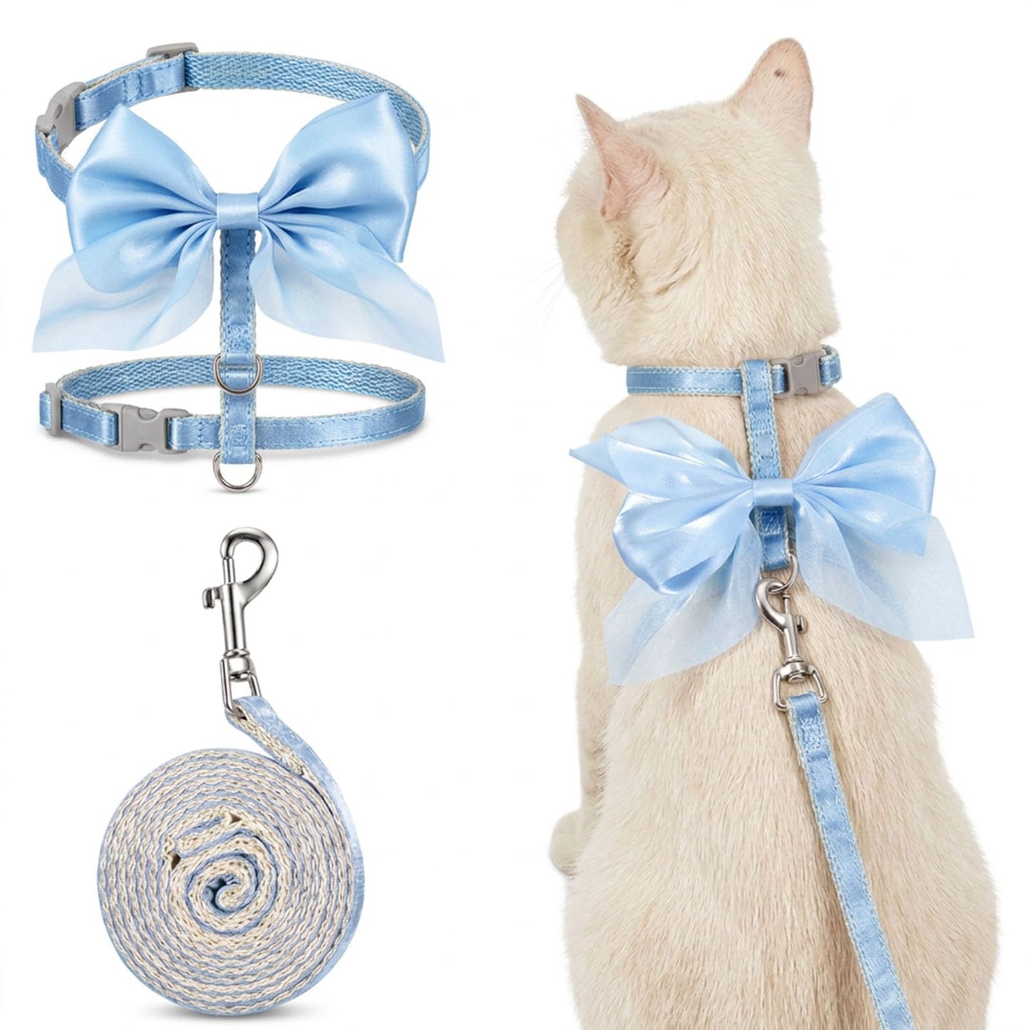 Chsoejuf Cat Harness Leash Set Kitten Bunny Cute Bowtie Escape Proof