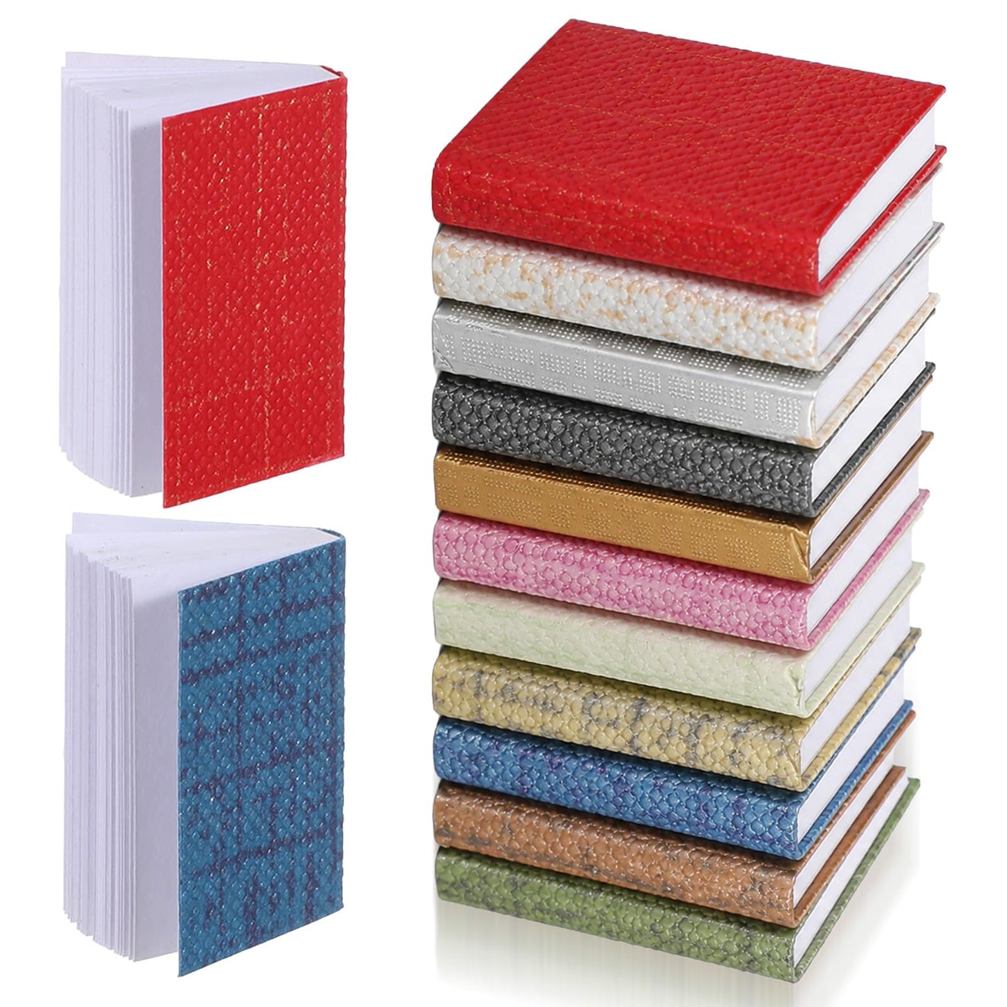 Chsoejuf 12 PCS Miniature Books, Assorted Colors 1:12 Scale Dollhouse Books