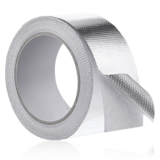 1 Roll Heat Resistant Tape for Sublimation, Silver Adhesive Aluminium Foil Tape for Ductwork, Heat Shield Pipe Insulation Tape, Fibreglass Exhaust Duct Tape, For Sealing Dryer Vent(5.9mil, 2" X 65ft)