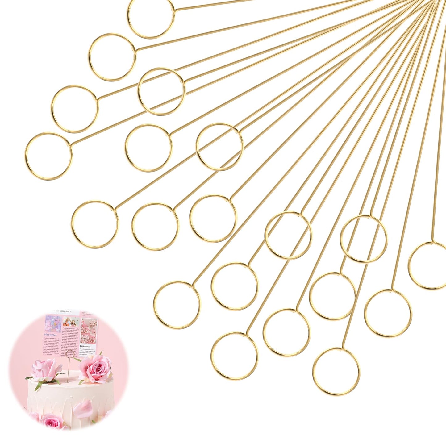 20 Pcs Metal Gift Card Holders Floral Card Holder Picks Round Picks Wire Place Metal Photo Picture Clip Holder Table Name Number Shape Flower Pick Clips Table Number Holders