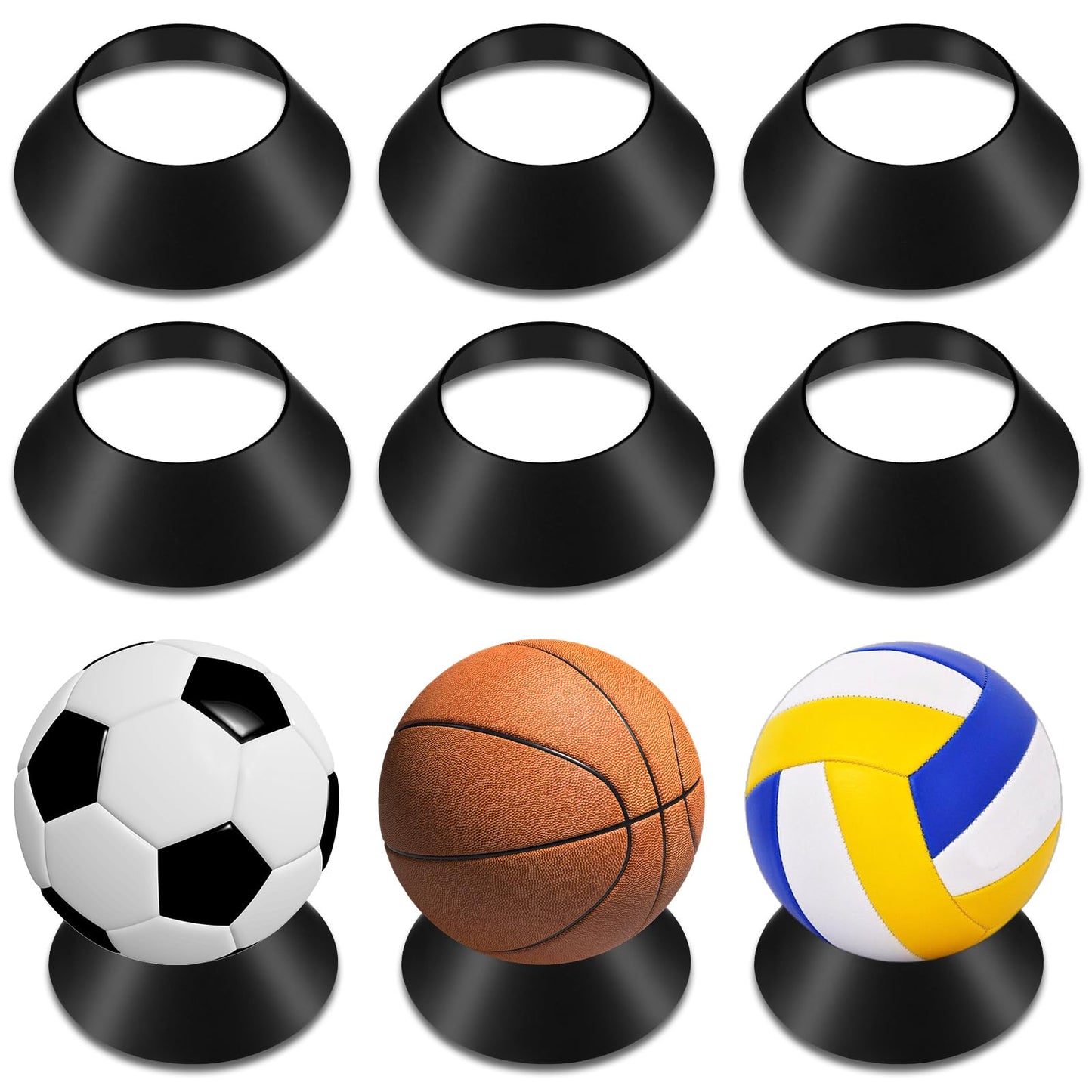 Chsoejuf 6PCS Basketball Display Stand Black Durable Acrylic Round Cone