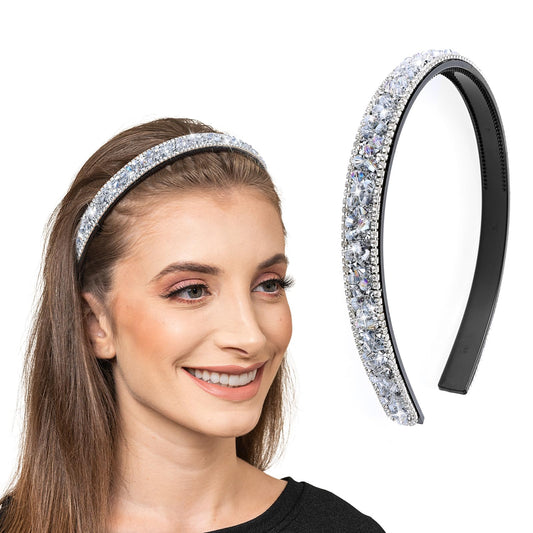 Tyqour 1 Piece Sparkling Crystal Hair Bands Skinny Headbands Non-Slip Rhinestone Headband Women Glitter Wedding Birthday Holiday Hair Accessories for Women Girls Gifts