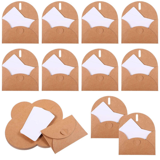25 Pcs Mini Envelopes with Heart Shaped Clasp Mini Kraft Paper Envelopes Small Envelope with Blank Cards for Gift Cards Wedding Party Favors Greeting Cards Mailing Business Cards (4.13 X 2.75 Inches)
