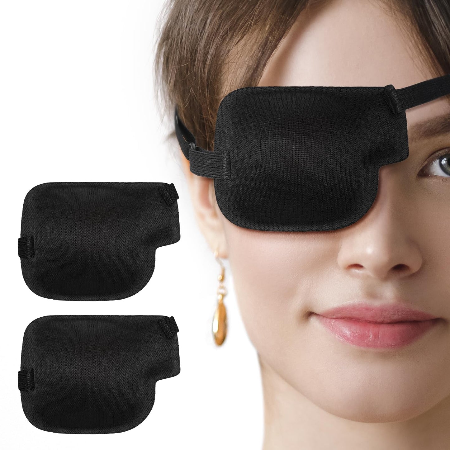 Tyqour 2pcs Medical Eye Patches for Adults Kids Right Eyes, Pirate Eye Patch, Kids Eye Patch, Adjustable Medical Eye Patch, Eyepatch for Adults Eye Patch for Lazy Eye(Black, Right Eyes)