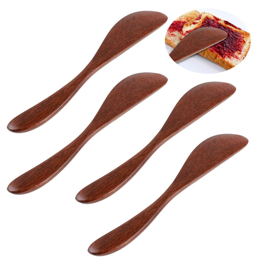 Ymapinc Wooden Knife, Set of 4 - Nanmu Wood Butter Knife Spreader, Thickened Solid Wood, Comfortable Feel, Widely Use, Safe in Use, Unisex, Classic Style, Hand Wash Only