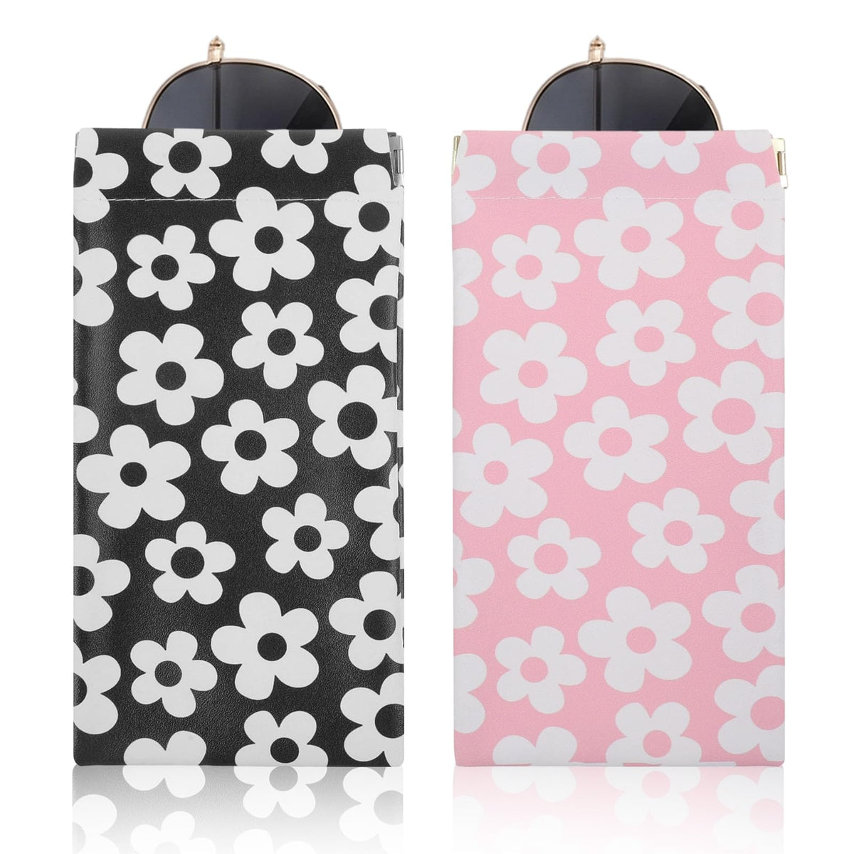 RAHHLIZS 2pcs Soft Eyeglass Cases For Women, Portable Glasses Pouch