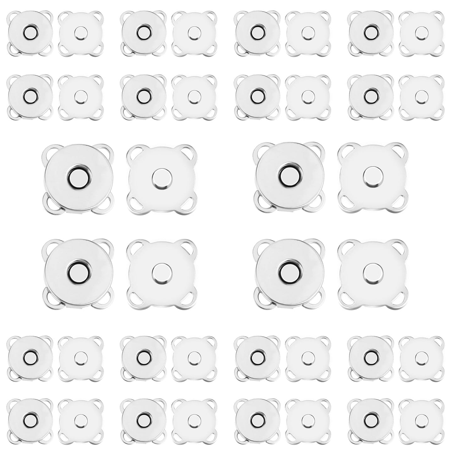 Teaaha 20 PCS Sew in Magnets Plum Magnetic Snap Fasteners, 14mm Magnetic Buttons Magnetic Closure Clasp Fasteners Silver Sewing Buttons for DIY Crafts, Sewing, Bags, Clothes, Leather