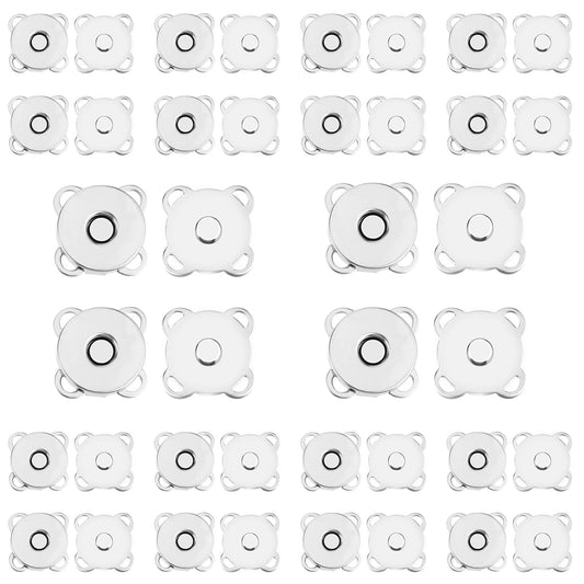 Teaaha 20 PCS Sew in Magnets Plum Magnetic Snap Fasteners, 14mm Magnetic Buttons Magnetic Closure Clasp Fasteners Silver Sewing Buttons for DIY Crafts, Sewing, Bags, Clothes, Leather