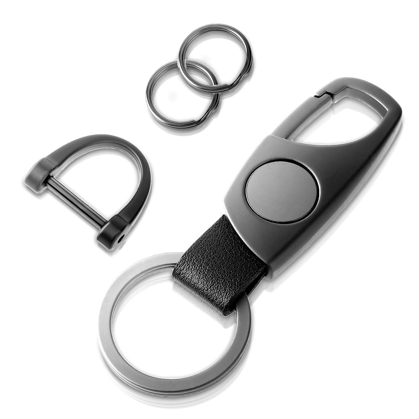Mabor Car Keychain Leather, Heavy Duty Key Chains for Car Key with Key Rings and Anti-Lost D-Ring, Multifunctional Leather Car Keyring Keychains for Men and Women(Including a Small Screwdriver)