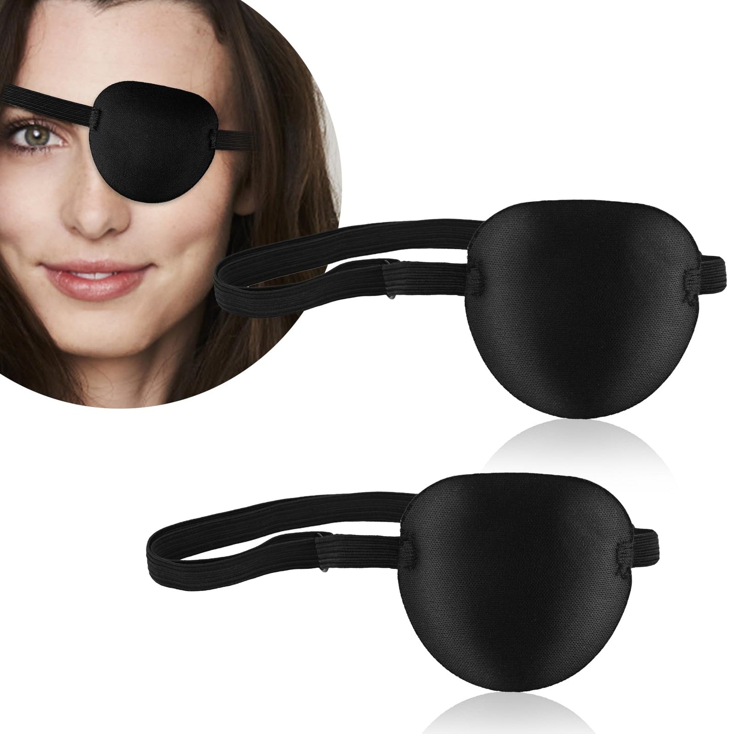 Ouligay 2PCS Medical Eye Patches for Adults Kids Amblyopia Lazy Eye Patches for Right or Left Eye Pirate Eye Patch Adjustable Medical Eyepatch for Amblyopia Strabismus