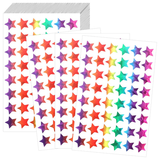 Teaaha 1920PCS Star Stickers - 0.6 Inch Holographic Rainbow Reward Chart, Shiny Foil for Behavior Charts, Student Planners, and Classroom Teacher Supplies