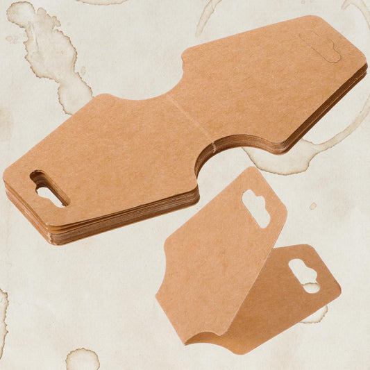 100 PCS Bracelet Display Cards Brown Keychain Display Cards Necklace Display Cards for Selling Jewelry Adhesive Kraft Paper Cards for Small Business Selling Bulk Earring Bracelet Scrunchies Packaging