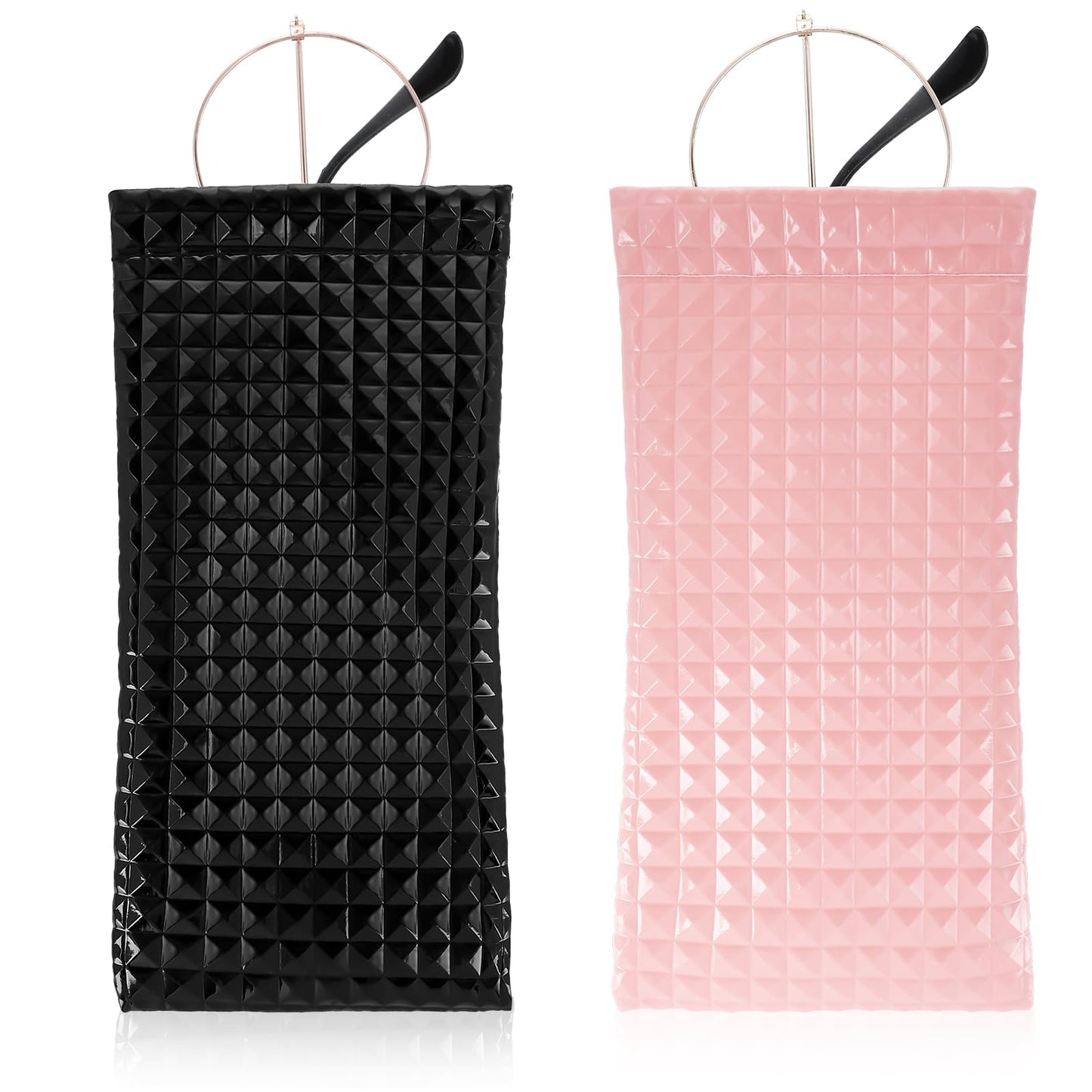 Tyqour 2 Pack PU Leather Soft Glasses Case for Men Women, Sunglasses Case Pouch Women, Portable Glasses Pouch Cases for Men Spectacle Cases(Black, White)