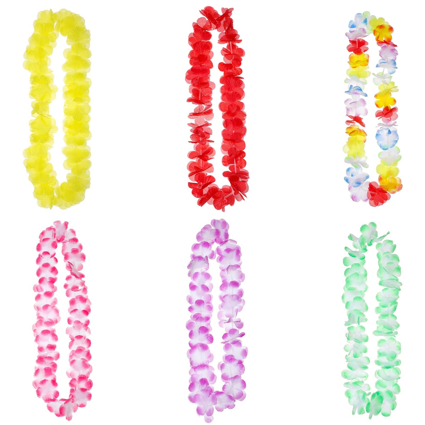 Chsoejuf 6PCS Hawaiian Flower Leis Necklace for Luau Party Decorations