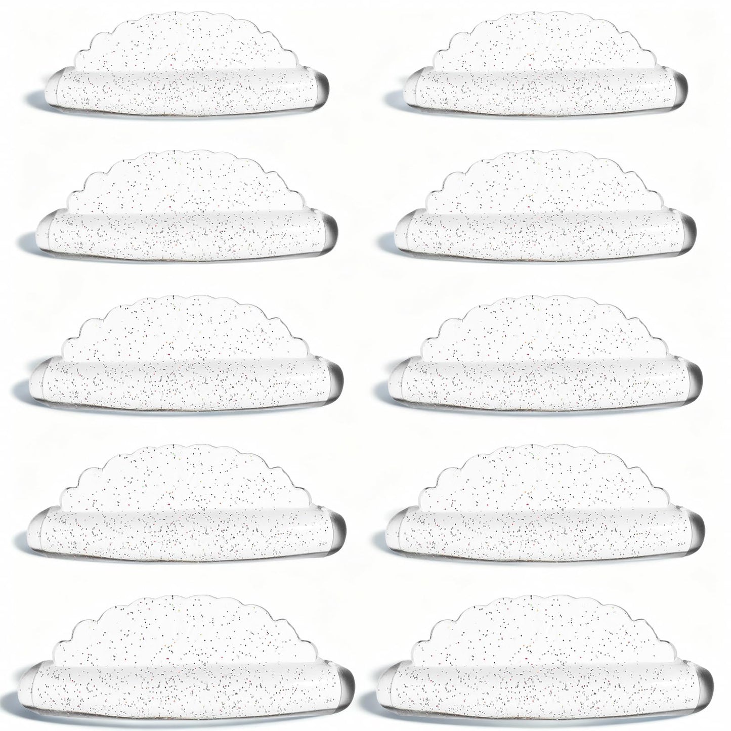 Nogeqi Pack of 10 Eyelash Lifting Pads, Self-Adhesive Lash Lift Pad, Eyelash Lifting Accessories, Reusable Silicone Lash Lifting Pads in Shell Style for Salon and Home, Transparent, 5 Sizes