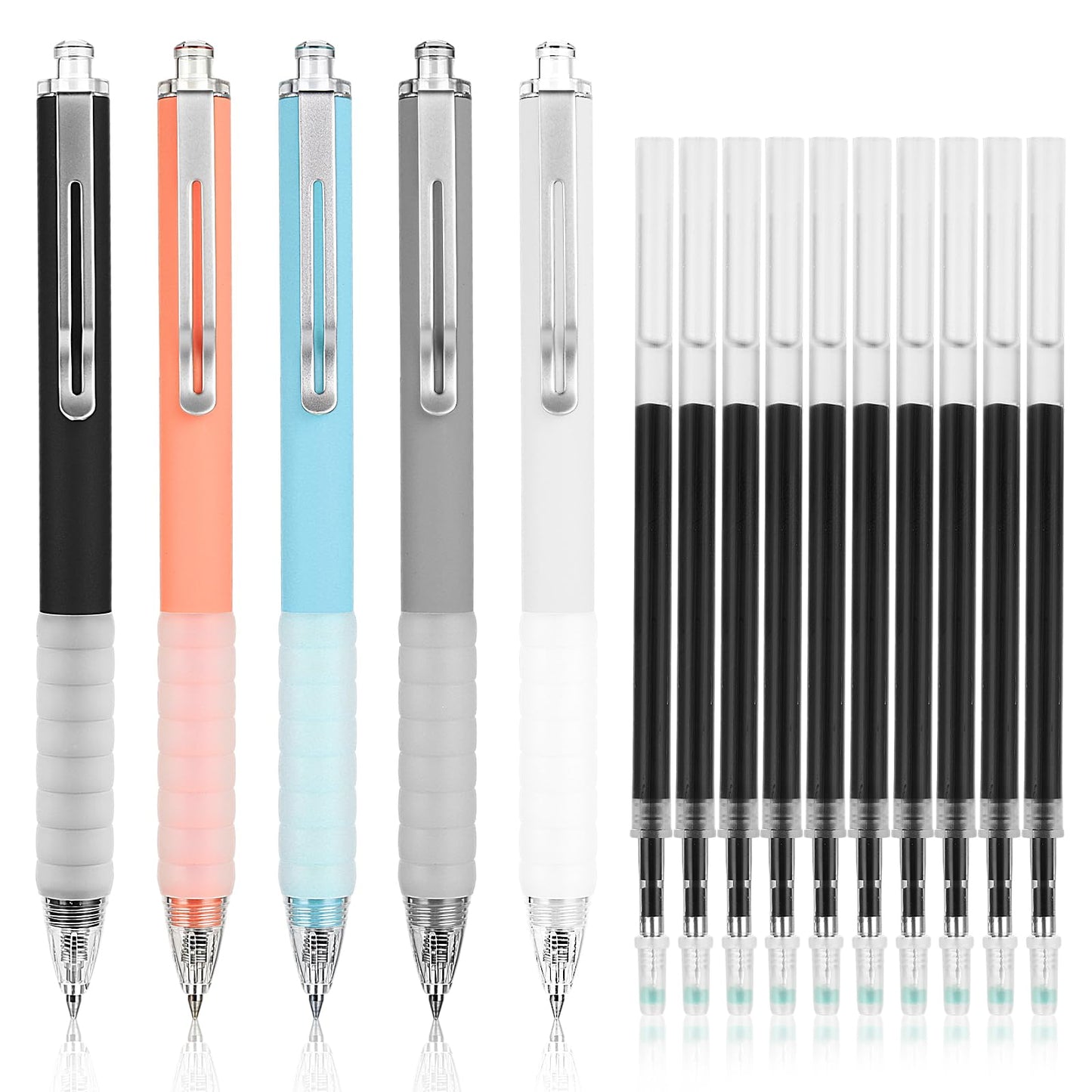 Ball Point Pens Black Ink 5pcs Black Medium Point 0.5mm With Super Soft Grip Pens Ballpoint Smooth Writing Pens Retractable Ballpoint Pens For Journaling Writing Office Pen Men Women