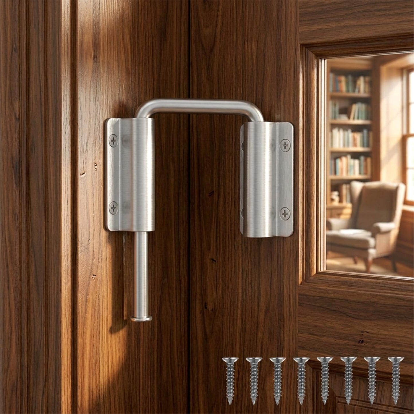 Chsoejuf Patio Sliding Door Loop Lock 2.37" 90/180 Degree Glass Door Latch