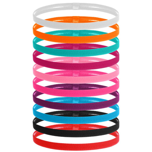 10 PCS Skinny Headbands for Women Non Slip Elastic Single Skinny Sweatbands Nylon Seamless Headbands Colored Skinny Stretchy Headbands Elastic Stretch Sport Yoga Hair Style Headbands for Women Kids Me