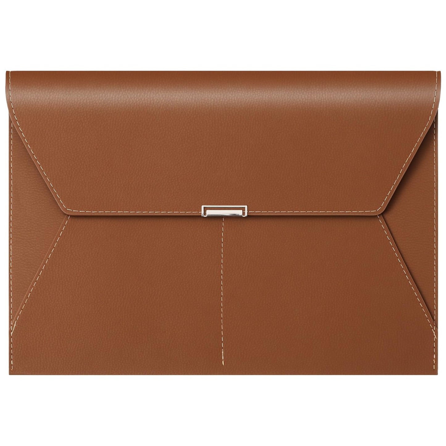 A4 Popper Document Folders Waterproof Portfolio Leather File Document Wallets with 3 Pockets & Press Snap Closure, Lightweight Filing Envelopes Folder for Office, School & Home Organization(Brown)