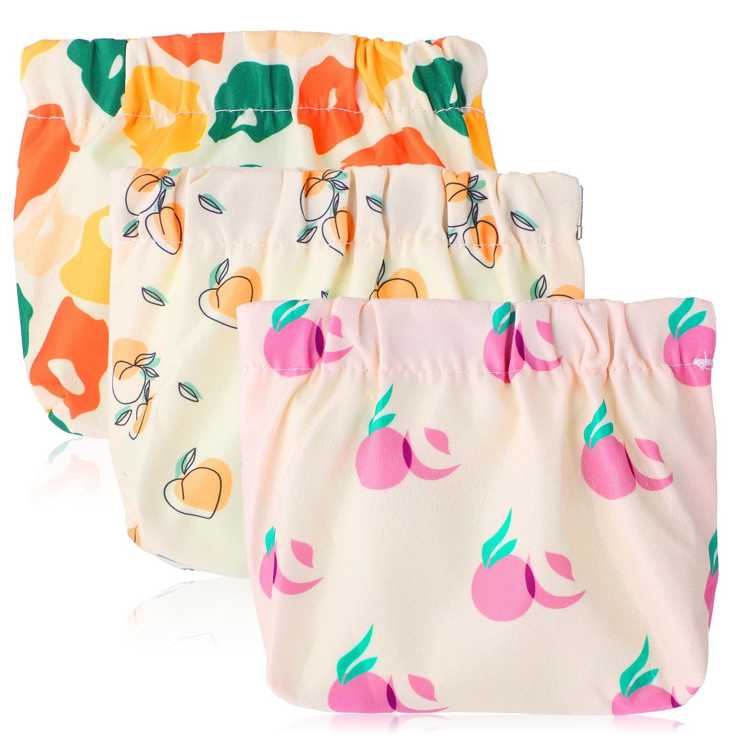 3PCS Mini Makeup Bag, Small Self Closing Makeup Organizer Bag Lipstick Bag Waterproof Portable No Zipper Pocket Cosmetic Bag for Women Travel Storage Bag for Cosmetics Headphones Jewelry