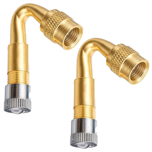 2 Pcs Valve Stem Extenders Tire Nozzle Extension 45 Degree Tyre Inflator Valve Extension Universal Brass Tire Adaptor Metal Stem Adapter For Cars Motorcycles Bicycles Rv