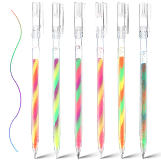 Teaaha 6 PCS Rainbow Gel Pens, Mixing of 5 Colors Rainbow Pens Colored Pens Gel Magic Gel Pens for Coloring, Adult Coloring Books, Picture Books, Scrapbooking, Journaling, Drawing, Doodling (Color 2)