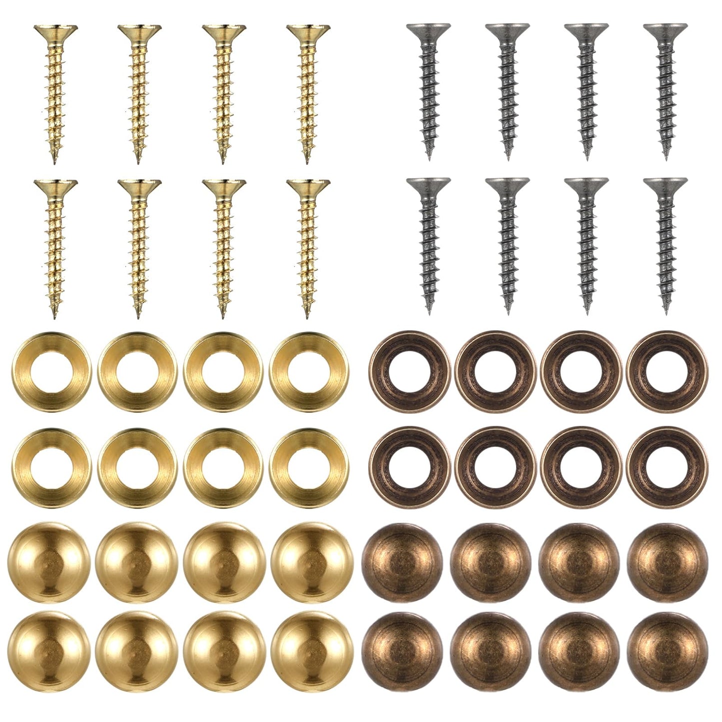 16 PCS Brass Screw Caps Mirror Screws Decorative Caps Mirror Fixing Screws Cover Self Tapping Screw Decorative Cover Retro Cap Cabinet Doors and Window Fastener(Gold Bronze)