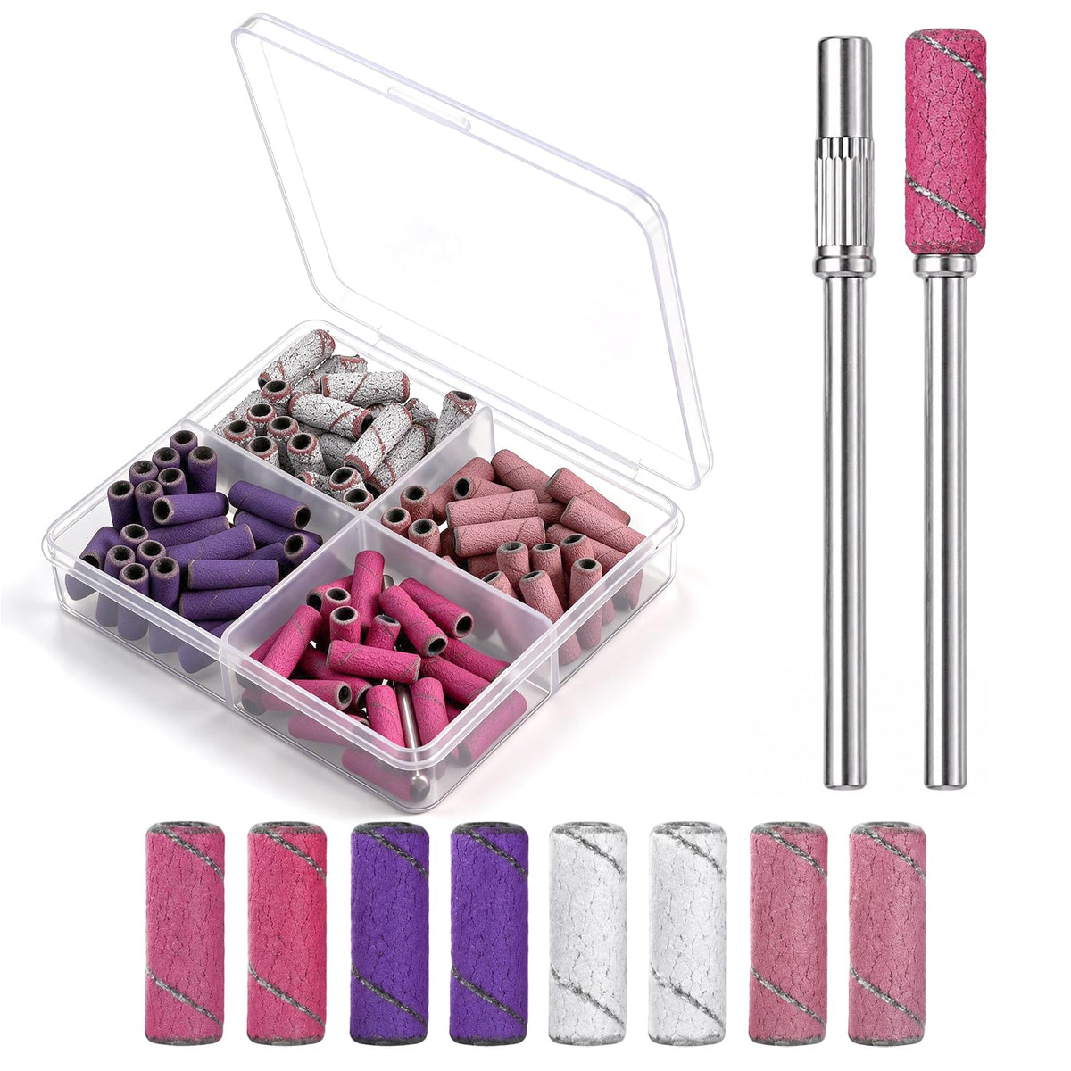 RAHHLIZS Pack of 120 Nail Sanding Caps Sanding Sleeves Nail Drill Bits