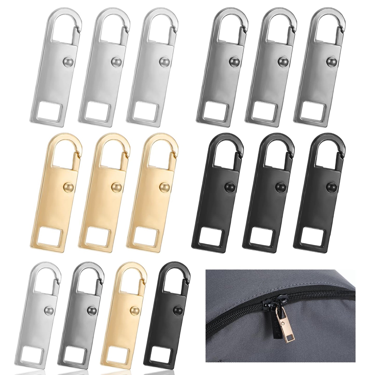 Tyqour 16 Pcs Zip Repair, Suitcase Luggage Zipper Pull Replacement, Detachable Zipper Pulls Replacement for Purses Easy to Use Larger Stronger for Backpacks, Jackets, Purses, Handbags