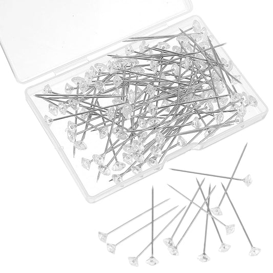 100 Pcs Diamond Crystal Head Clear Pins Flower Pins Rhinestone Boutonniere Pins Corsage Pins Diamond Pins For Bouquets Crafts Bridal Hair Wrist Flower Wedding Flower Jewelry Decoration