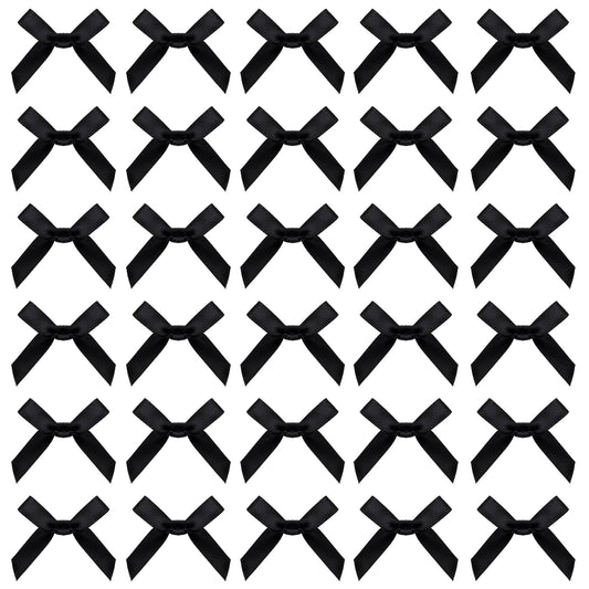 100 Pcs Mini Black Bows Tiny Bows For Crafts Black Satin Ribbon Bows For Diy Craft Sewing Scrapbooking Wedding Christmas Party Favors Bakery Treat Gift Box Decoration Packaging 1.57 Inches (Black)