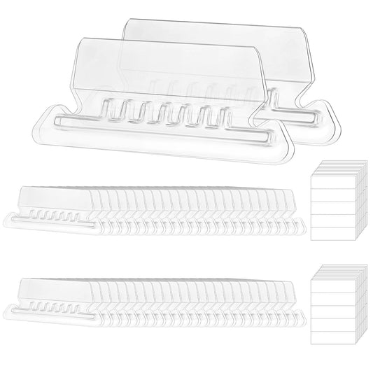 Xinjoduz 50 PCS Hanging Folder Tabs, Clear Plastic File Folder Tabs with 50 Paper Inserts, Insertable Transparent File Folders Labels Tabs for School Office Room File Quick Identification Organize