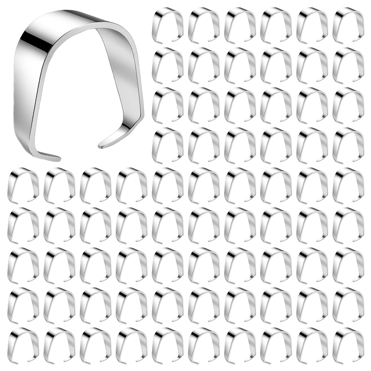 Chsoejuf 200PCS Stainless Steel Pinch Clip, Silver Pendant Clasp Bail Clasp