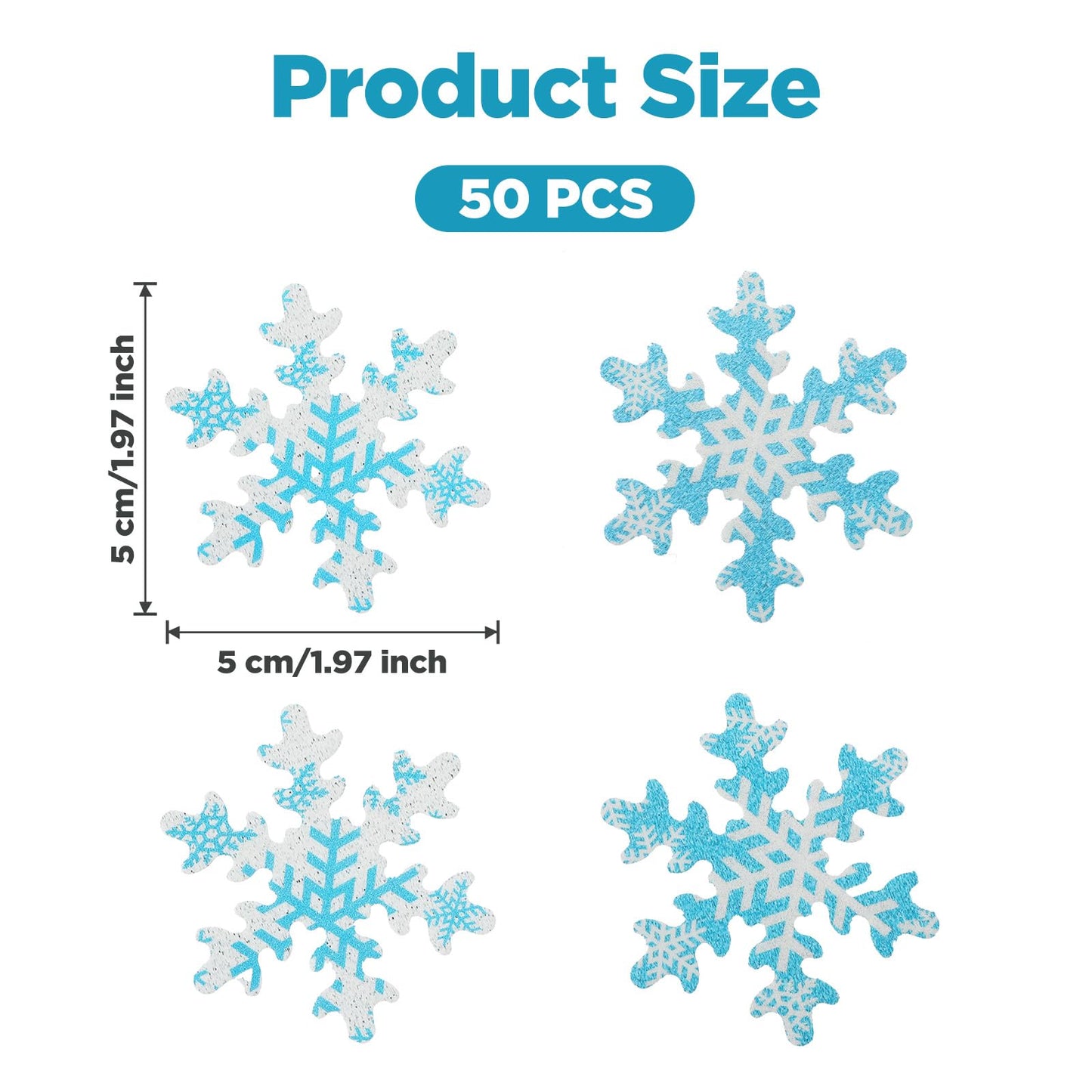 Nogeqi 50 Pcs Edible Snowflakes Cupcake Toppers, Frozen Cake Toppers Wafer Paper Christmas Cake Decorations for Winter Theme Party Supply Decoration