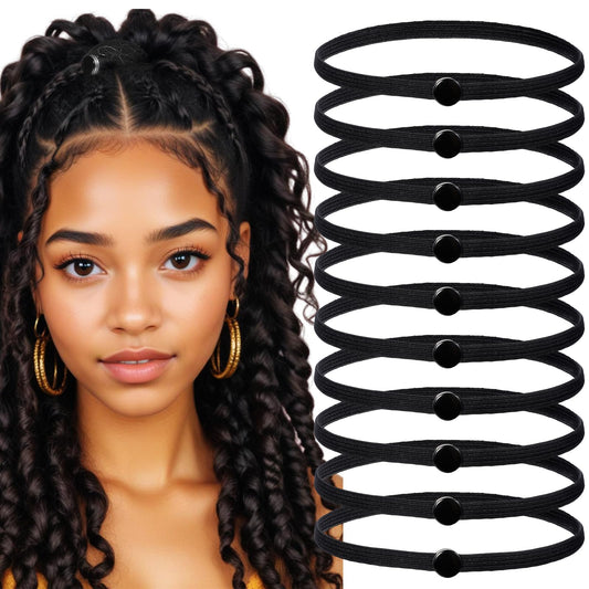10 PCS Snap Hair Ties High Elasticity Snap Hair Ties Afro Puff Ponytail Hair Rope Connectable Hair Ties for Braids Black Non Slip Hair Rope Swirly Curly Snap Hair Ties for Fluffy Hair Thick Braids